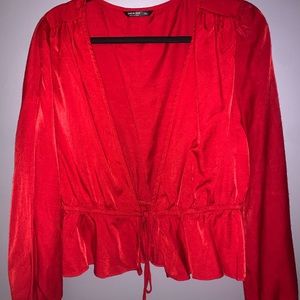 Red tie front top